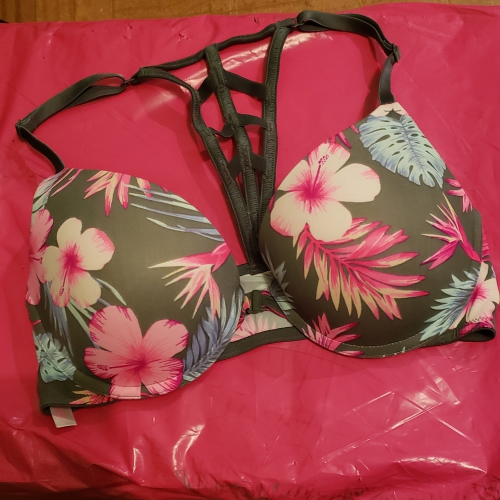 Floral PINK pushup bra